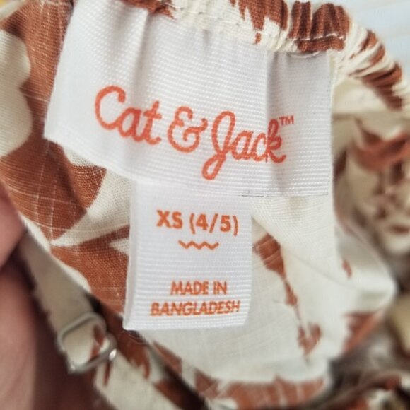 New Little Girls Brown and Cream Sun Dress Size XS 4/5 Cat & Jack NWT - Picture 6 of 7